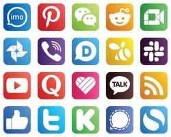 20 ícones exclusivos de mídia social, como slack. disqus. google meet e ícones do viber. versátil e premium vetor