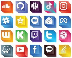Ícones de mídia social 3D totalmente editáveis 20 pacotes de ícones, como zoom. tencent. ícones de china e qzone. criativo e profissional vetor