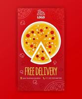 modelo de pôster de entrega rápida de pizza grátis para postagem de histórias de mídia social e banner de anúncios vetor