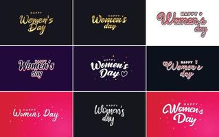 conjunto de elementos de design de vetores de sinais e emblemas do feliz dia internacional da mulher. sinais. rótulos. e coleção de emblemas