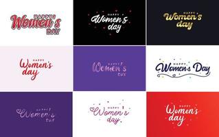 feliz dia da mulher rosa elementos de design tipográfico ícone e símbolo do dia internacional da mulher adequado para uso em designs minimalistas para ilustração vetorial de conceitos do dia internacional da mulher vetor