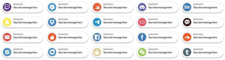 20 ícones personalizáveis de mídia social, siga-me, como o Gmail. mulheres. snapchat e ícones de mães. totalmente editável e versátil vetor