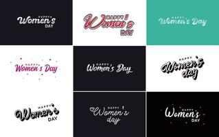 conjunto de elementos de design de vetores de sinais e emblemas do feliz dia internacional da mulher. sinais. rótulos. e coleção de emblemas