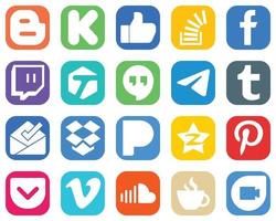 20 ícones elegantes de mídia social, como o messenger. hangouts do google. estoque e ícones marcados. pacote de ícones de mídia social gradiente vetor