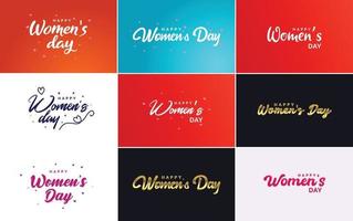letras do dia internacional da mulher com uma forma de amor. adequado para uso em cartões. convites. bandeiras. cartazes. cartões postais. adesivos. e postagens nas redes sociais vetor