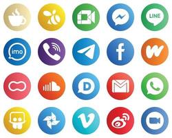 20 ícones de mídia social para seus projetos, como viber. facebook e ícones de áudio. versátil e de alta qualidade vetor
