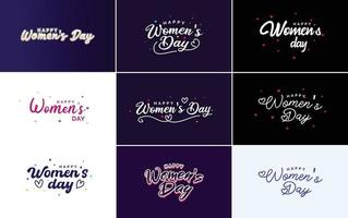 conjunto de cartões do dia internacional da mulher com um logotipo e um esquema de cores gradiente vetor
