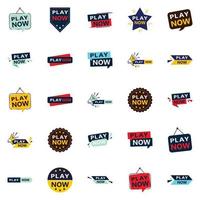 25 banners vibrantes do Play Now para ajudá-lo a se destacar vetor