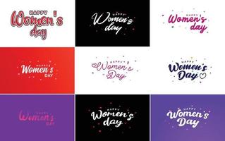 feliz dia da mulher design com uma ilustração realista de um buquê de flores e um banner lendo 8 de março apresentando um esquema de cores gradiente vetor