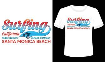 ilustração vetorial de design de camiseta de surf na Califórnia vetor