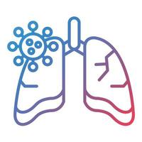 ícone de gradiente de linha de infecção pulmonar vetor