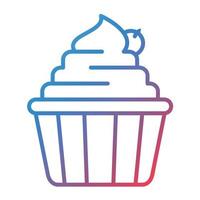 ícone de gradiente de linha de cupcake vetor