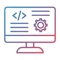 ícone de gradiente de linha de configurações de código vetor