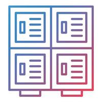 ícone de gradiente de linha de armário de biblioteca vetor