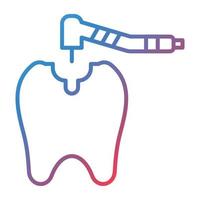 ícone de gradiente de linha de perfuração de dente vetor