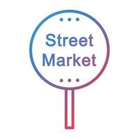 ícone de gradiente de linha de sinal de mercado de rua vetor