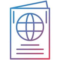 ícone de gradiente de linha de passaporte vetor