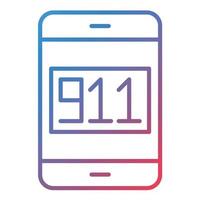 ligue para o ícone de gradiente de linha 911 vetor