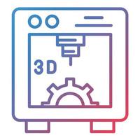 ícone de gradiente de linha de impressora 3D vetor