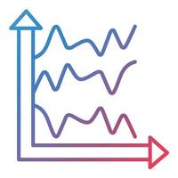 ícone de gradiente de linha de gráfico de linha múltipla vetor