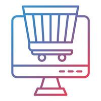 ícone de gradiente de linha de compras online vetor