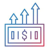 ícone de gradiente de linha de crescimento de dinheiro vetor