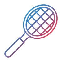 ícone de gradiente de linha de raquete de tênis vetor