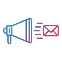 ícone de gradiente de linha de marketing por e-mail vetor