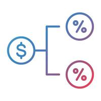ícone de gradiente de linha de comissão vetor