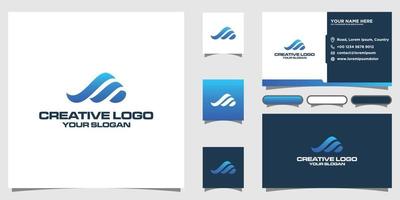 ícones de conceito de design abstrato m no design de logotipo de vetor techno de negócios com design de cartão de visita
