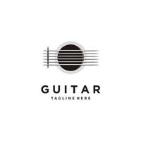 gráfico de vetor de design de logotipo minimalista de guitarra acústica