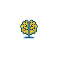 design de logotipo de vetor de lâmpada cerebral. logotipo da árvore do cérebro.