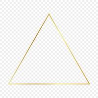 moldura de triângulo brilhante de ouro isolada. moldura brilhante com efeitos brilhantes. ilustração vetorial. vetor