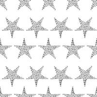 fundo sem emenda de estrelas doodle. estrelas desenhadas à mão negra sobre fundo branco. ilustração vetorial vetor