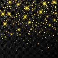 cenário de ouro com estrelas e brilhos de poeira isolados. efeito de luz brilhante de natal mágico comemorativo. ilustração vetorial. vetor