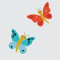 conjunto de borboletas de diferentes cores e formas isoladas no fundo branco. belos insetos voadores. ilustração vetorial em estilo cartoon simples. vetor