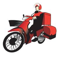 ilustração do entregador montando uma scooter verde vetor entregador de comida