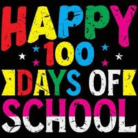 100 dias de design de camiseta de tipografia escolar ou caligráfico 100 dias de histórico escolar vetor
