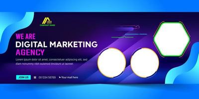 design de banner de capa de mídia social de marketing digital, banner de negócios criativos modernos. vetor