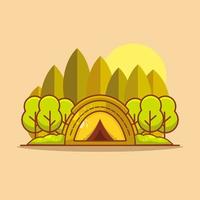 acampar na ilustração plana da floresta vetor