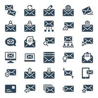 ícones de glifo para e-mail. vetor