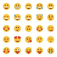 ícones de cores planas para emojis. vetor