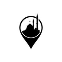 silhueta de localização de mesquita para ícone, símbolo, aplicativos, site, logotipo ou elemento de design gráfico. ilustração vetorial vetor