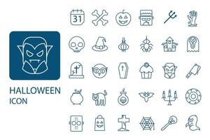 conjunto de ícones de linha fina de halloween. coleção de símbolos de festa, vetor
