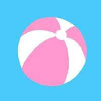 bola de praia rosa em estilo simples de desenho animado. ilustração vetorial isolada no fundo azul. vetor