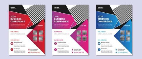 panfleto de conferência de negócios. design de modelo de folheto de capa a4 de conferência de negócios corporativos modernos. vetor