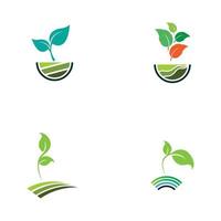 conceito de logotipo de vetor de fazenda de planta verde