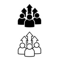 conjunto de vetores de ícone de crescimento de equipe, coleção de sinais de ilustração de desenvolvimento, símbolo de popularidade.