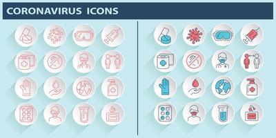 conjunto de ícones de prevenção coronavirus 2019-ncov covid-19 vetor