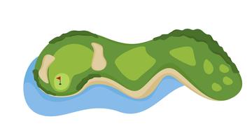 Campo de golfe buraco com vetores de bunker e água